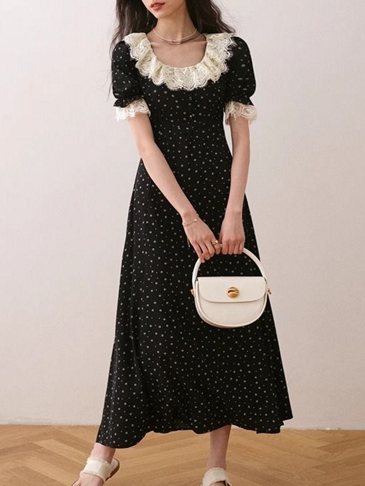 Midi Skirt Floral - Vestido Midi Elegante de Renda Floral